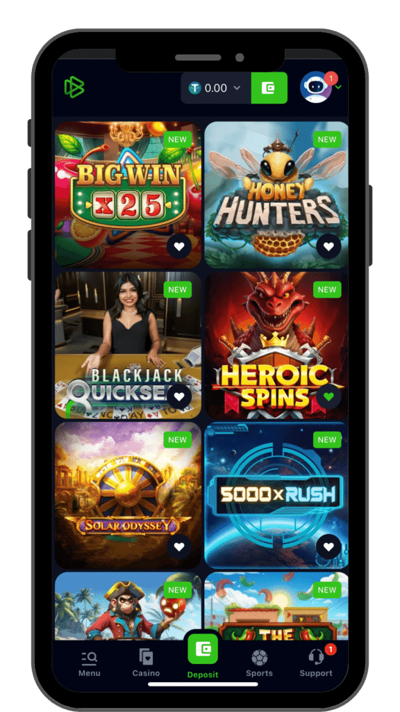 Bets.io Casino App Slot Auswahl